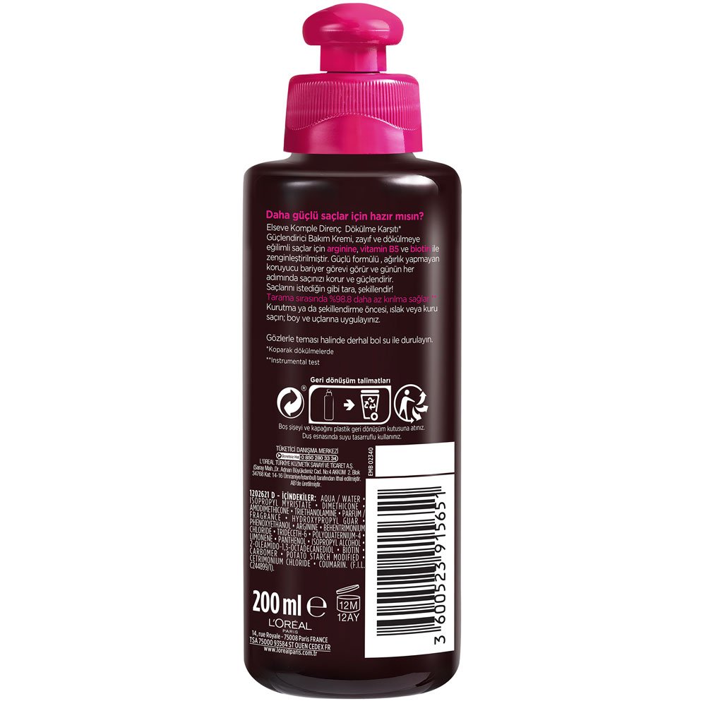 Komple Direnç Dökülme Karşıtı Durulanmayan Saç Kremi