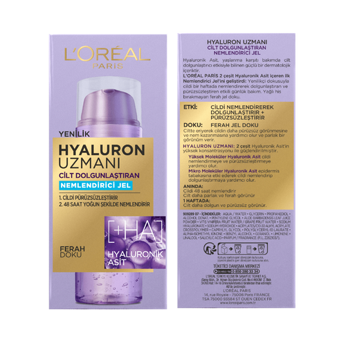 loreal paris hyaluron uzmanı cilt dolgunlaştıran nemlendirici jel